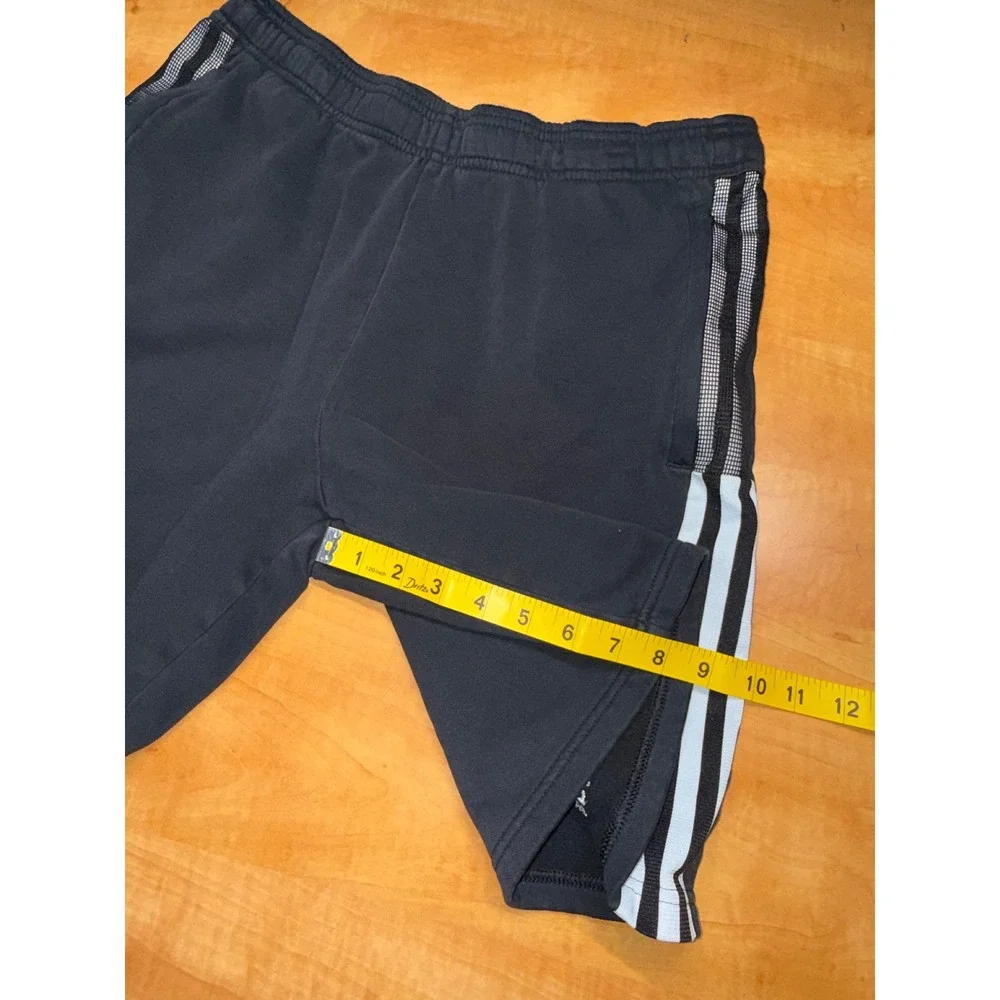 Adidas Mens Fleece Athletic‎ Shorts Black White Three Stripe Medium M